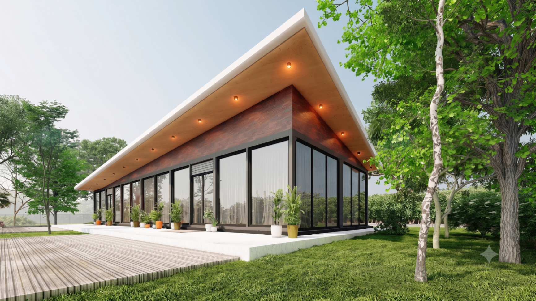 Glass-front architectural prefab building by Prefab World