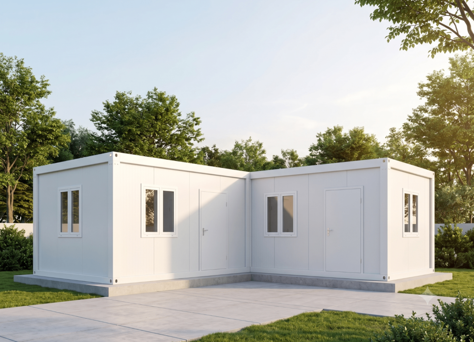 White modular prefab compound by Prefab World